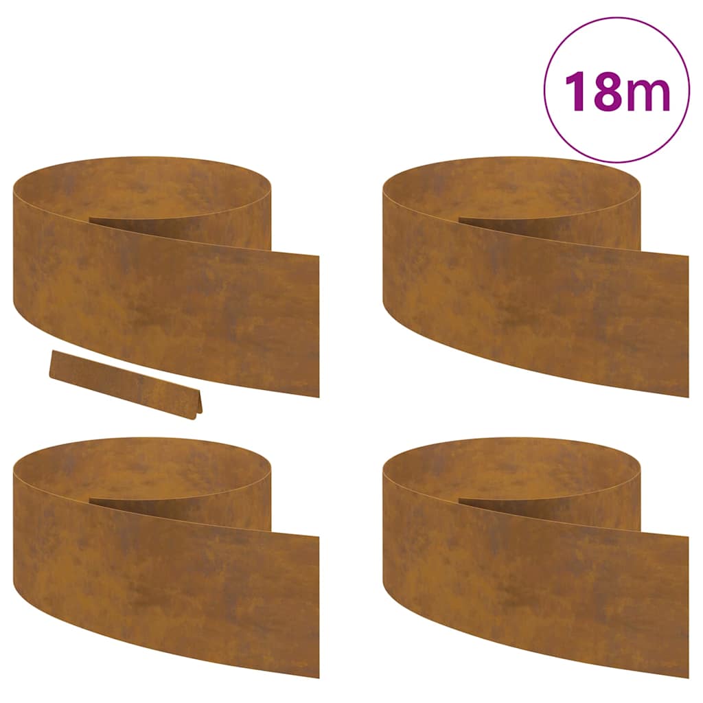 vidaXL Garden Lawn Edging 4 pcs Rusty 450 x 25 cm Weathering steel