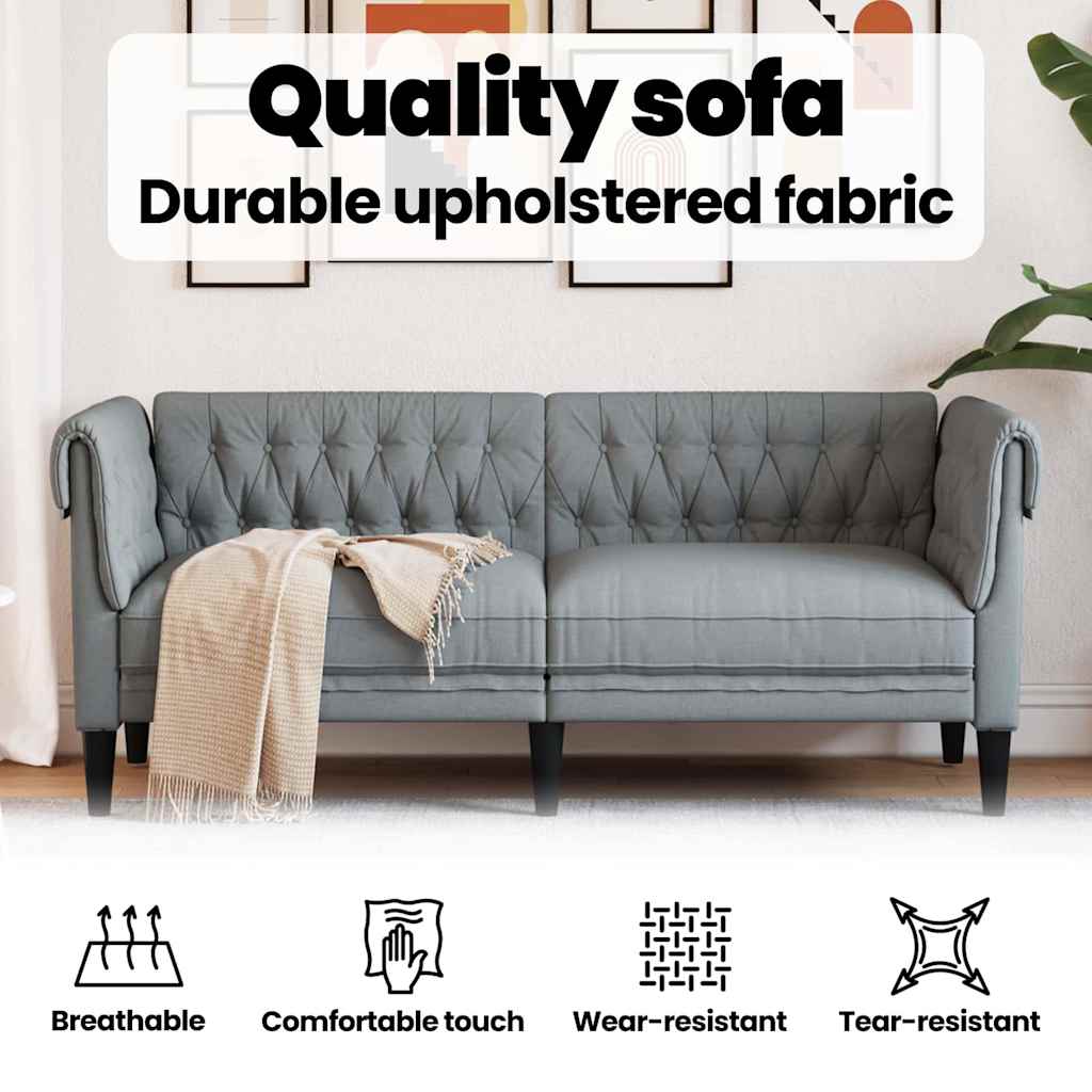 Sofa Light Grey 182.5 x 74.5 x 74.5 cm Polyester