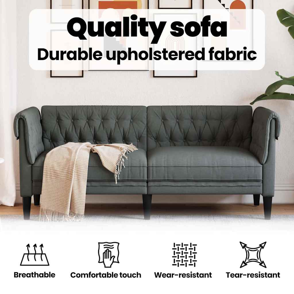 Sofa Dark Grey 182.5 x 74.5 x 74.5 cm Polyester