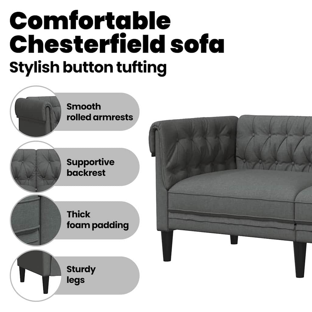 Sofa Dark Grey 182.5 x 74.5 x 74.5 cm Polyester