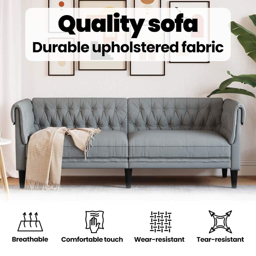 Sofa Light Grey 201.5 x 74.5 x 74.5 cm Polyester