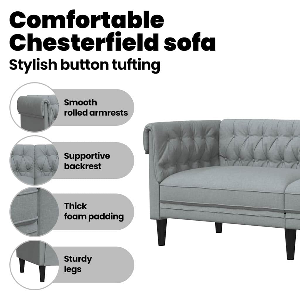Sofa Light Grey 201.5 x 74.5 x 74.5 cm Polyester