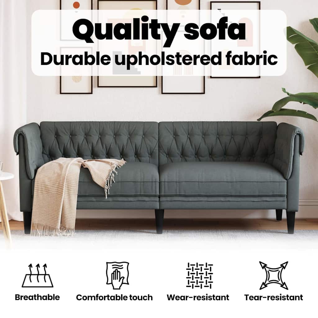 Sofa Dark Grey 201.5 x 74.5 x 74.5 cm Polyester