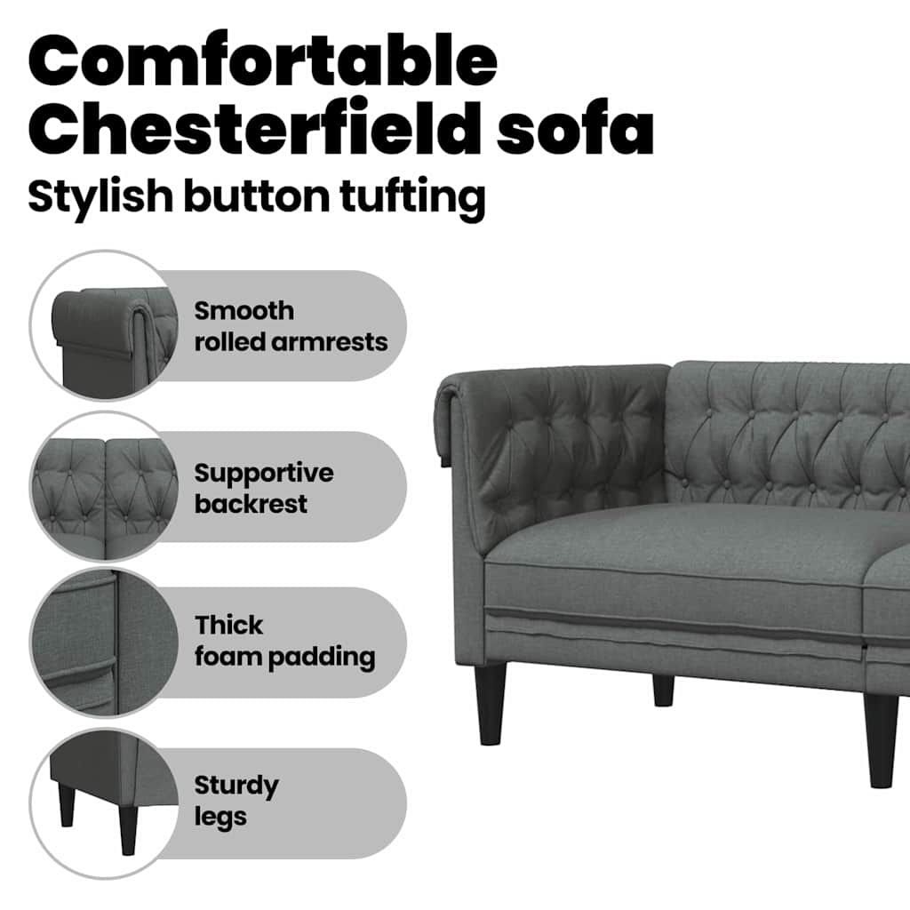 Sofa Dark Grey 201.5 x 74.5 x 74.5 cm Polyester