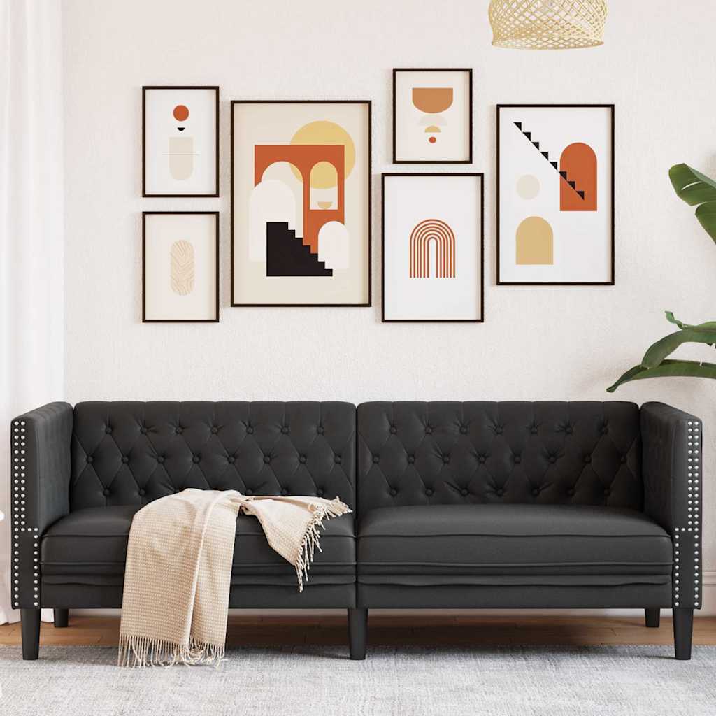 Sofa Black 194 x 74.5 x 70.5 cm PVC