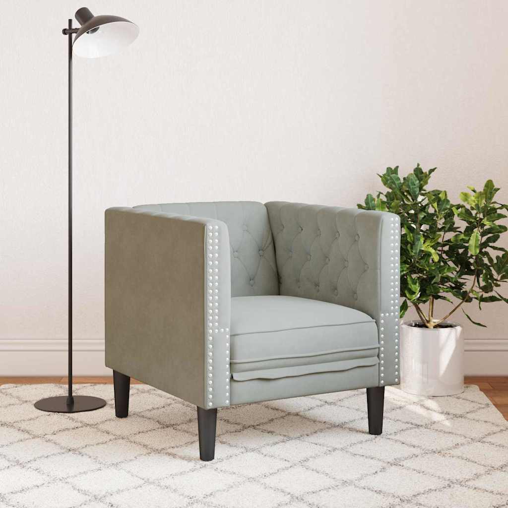 Sofa Light Grey 74.5 x 71 x 70.5 cm Velvet