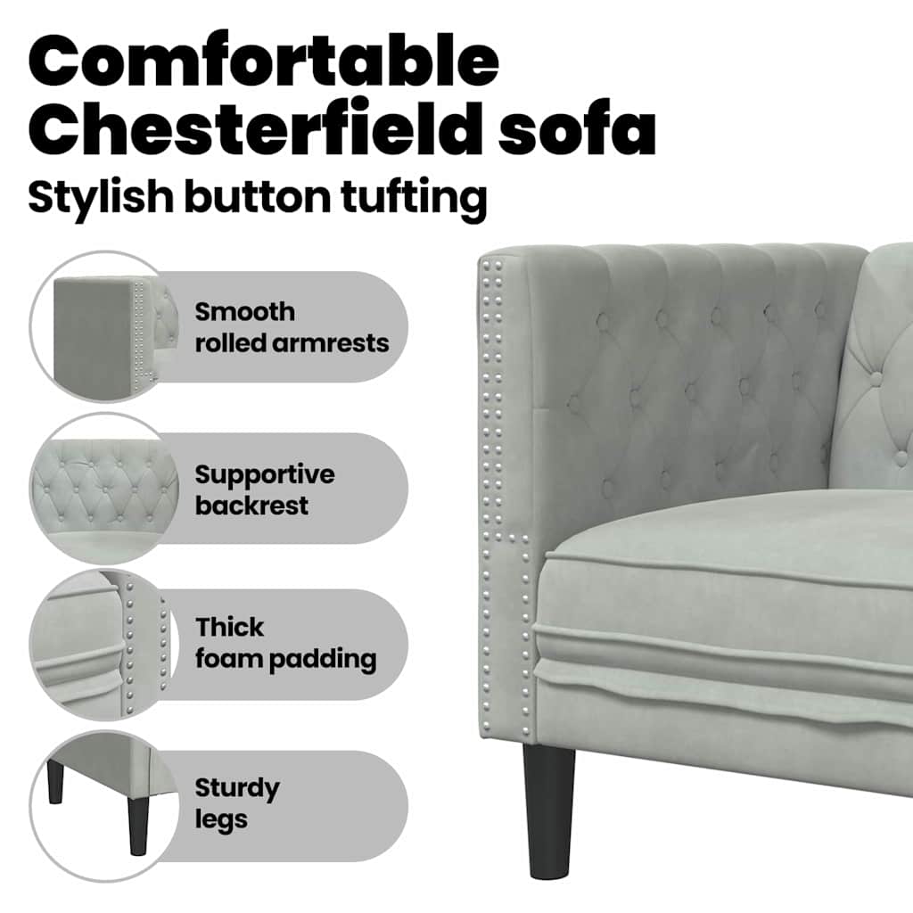 Sofa Light Grey 74.5 x 71 x 70.5 cm Velvet