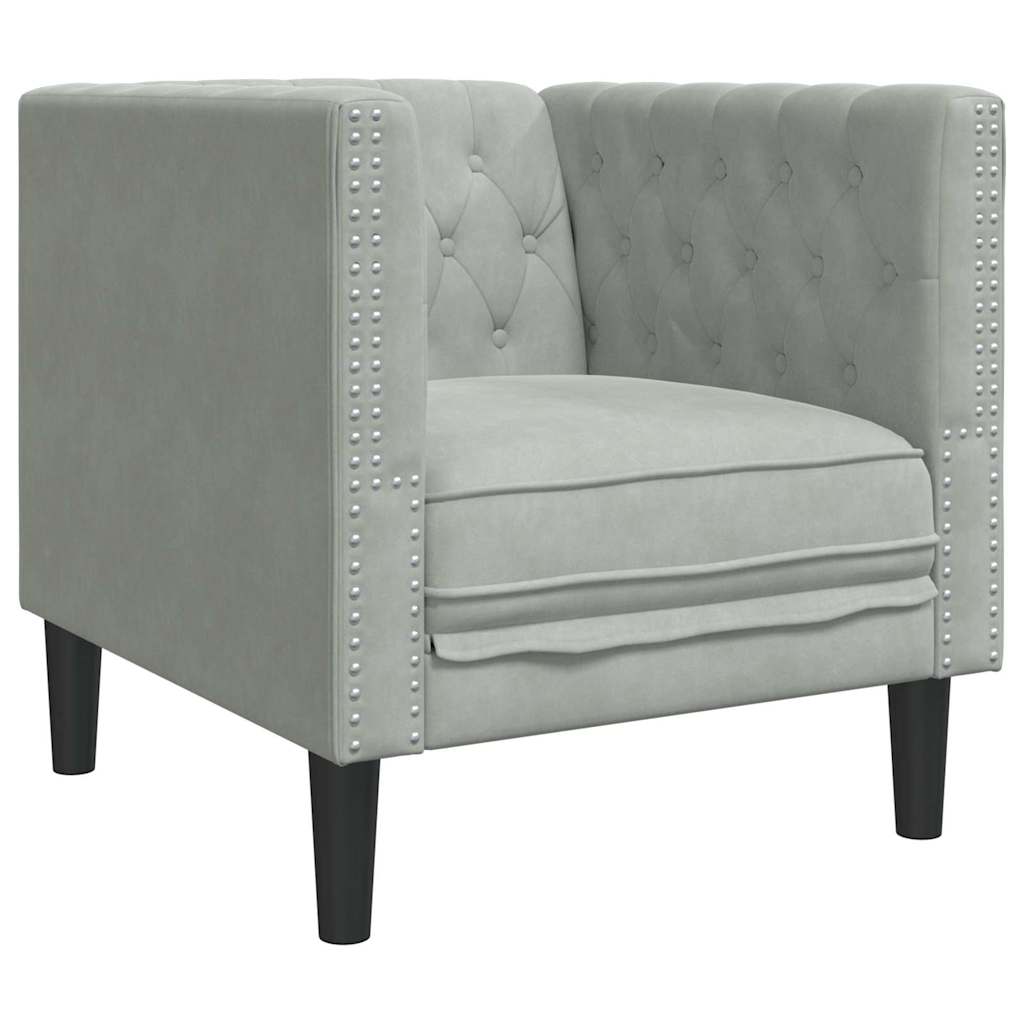 Sofa Light Grey 74.5 x 71 x 70.5 cm Velvet