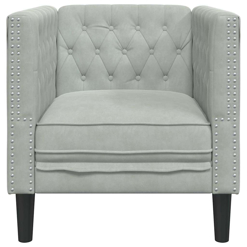 Sofa Light Grey 74.5 x 71 x 70.5 cm Velvet