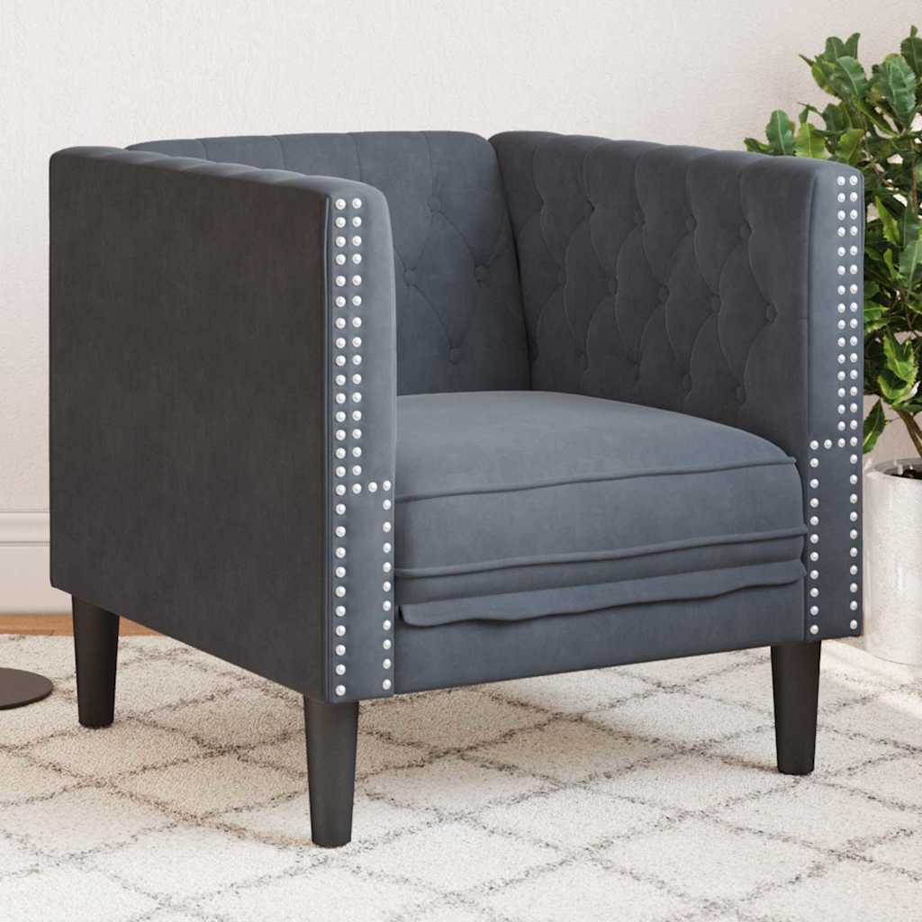 Sofa Dark Grey 74.5 x 71 x 70.5 cm Velvet