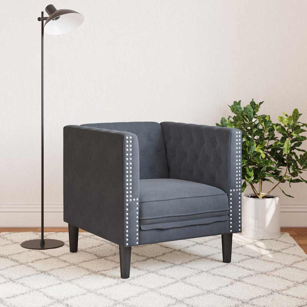 Sofa Dark Grey 74.5 x 71 x 70.5 cm Velvet