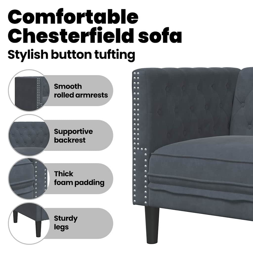 Sofa Dark Grey 74.5 x 71 x 70.5 cm Velvet
