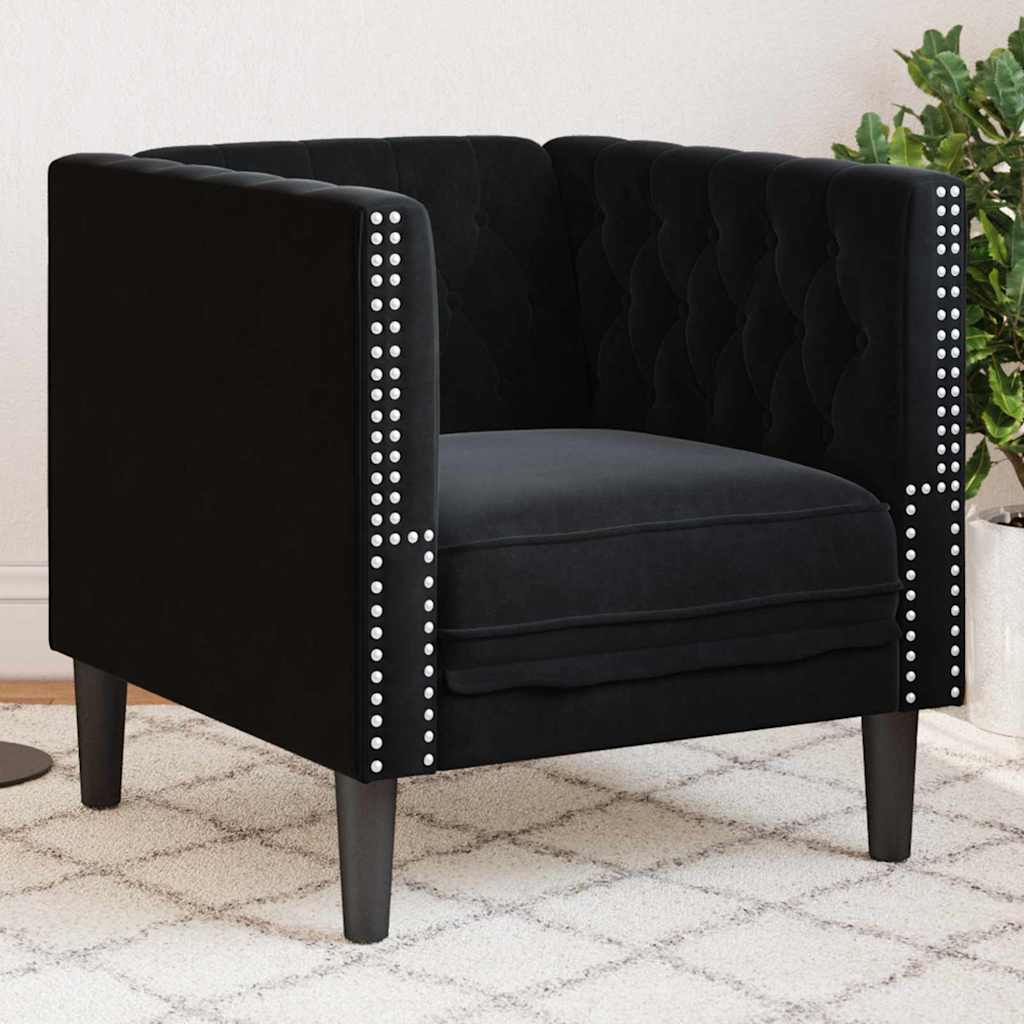 Sofa Black 74.5 x 71 x 70.5 cm Velvet