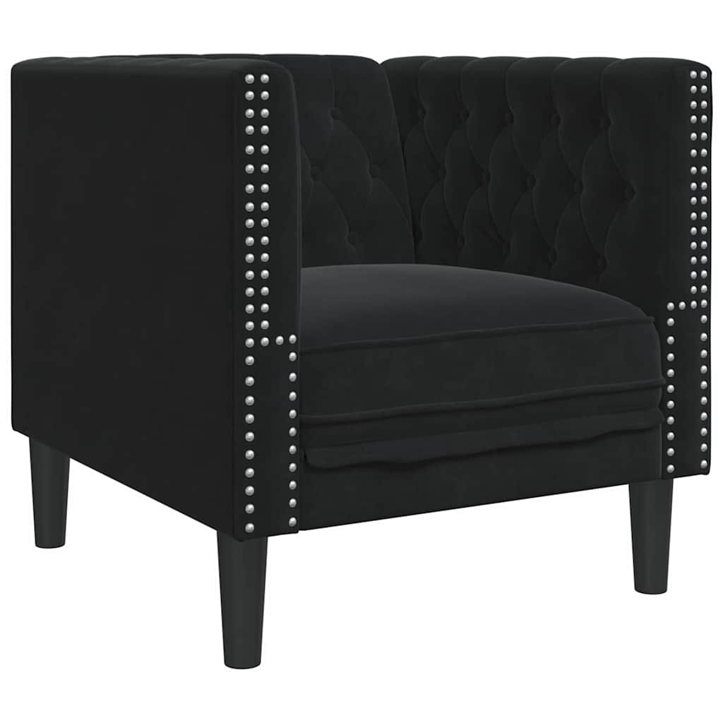 Sofa Black 74.5 x 71 x 70.5 cm Velvet