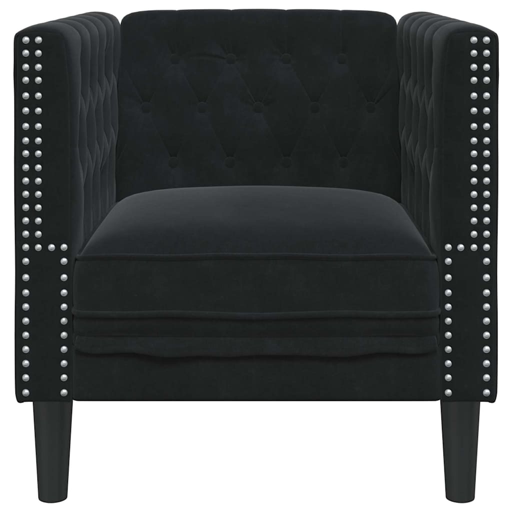 Sofa Black 74.5 x 71 x 70.5 cm Velvet