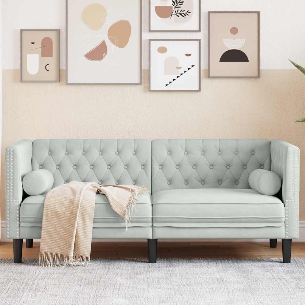 Sofa Light Grey 174 x 74.5 x 70.5 cm Velvet