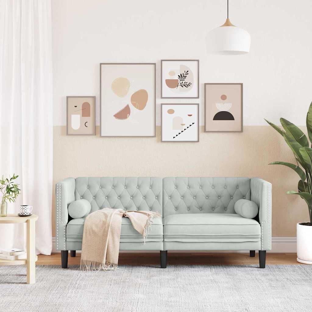 Sofa Light Grey 174 x 74.5 x 70.5 cm Velvet