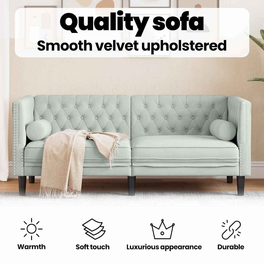 Sofa Light Grey 174 x 74.5 x 70.5 cm Velvet