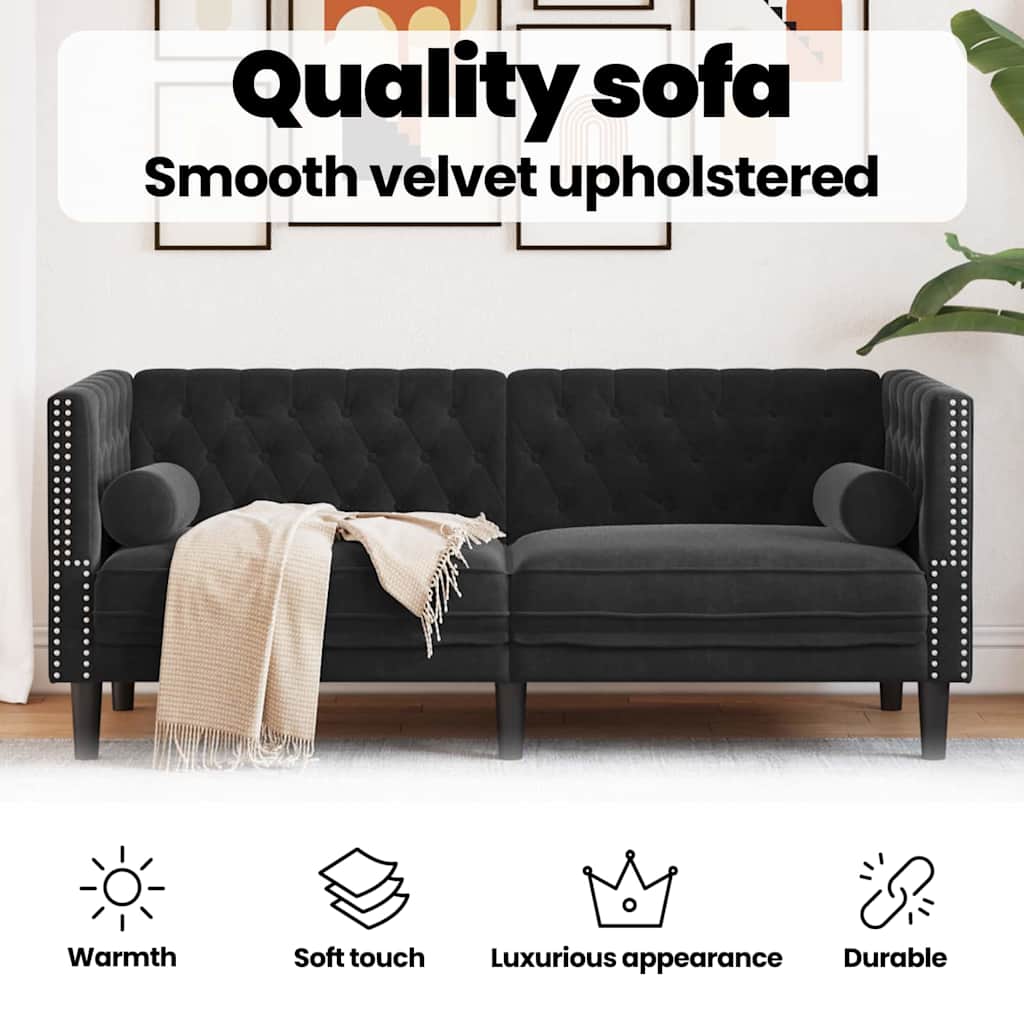 Sofa Black 174 x 74.5 x 70.5 cm Velvet