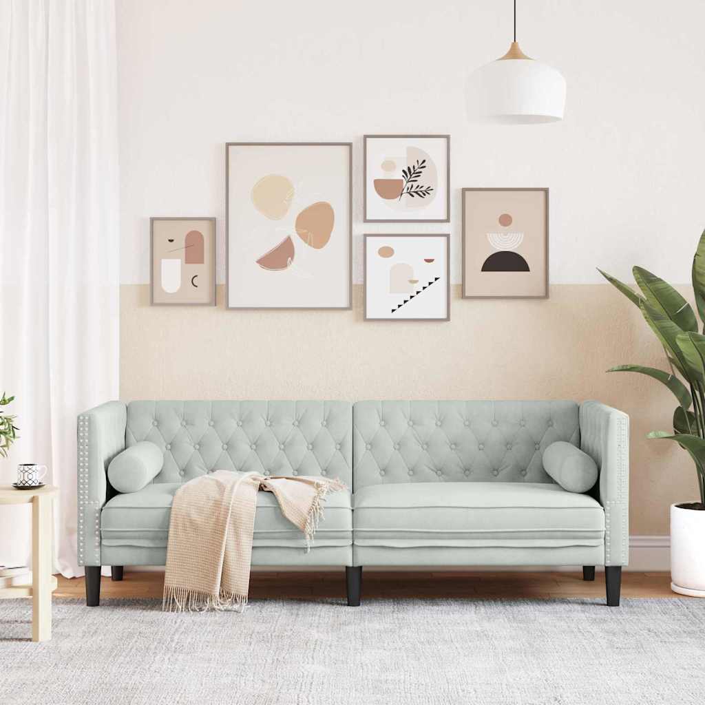 Sofa Light Grey 194 x 74.5 x 70.5 cm Velvet