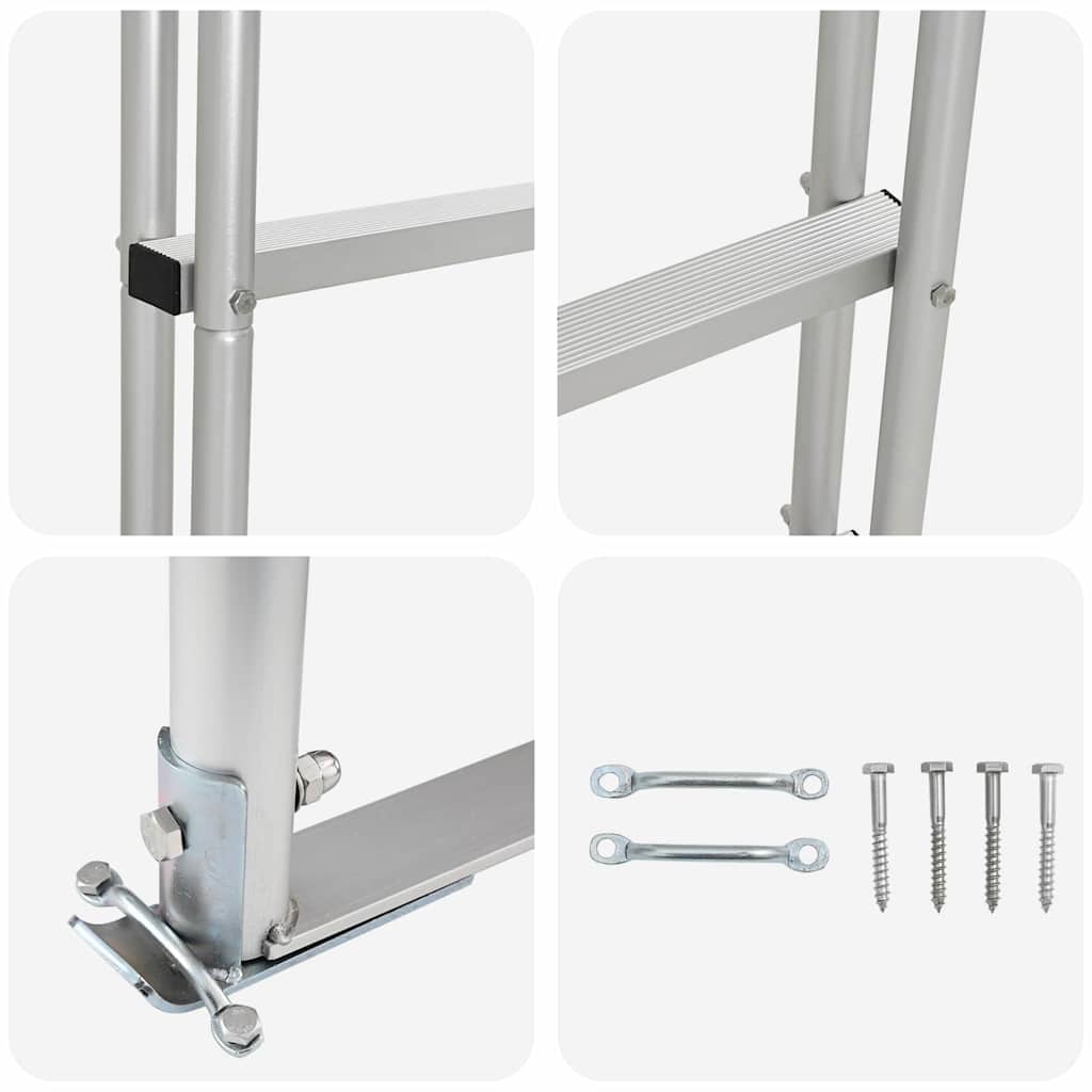 3-Step Dock Ladder Silver 45 x 11.5 x 134 cm Aluminum