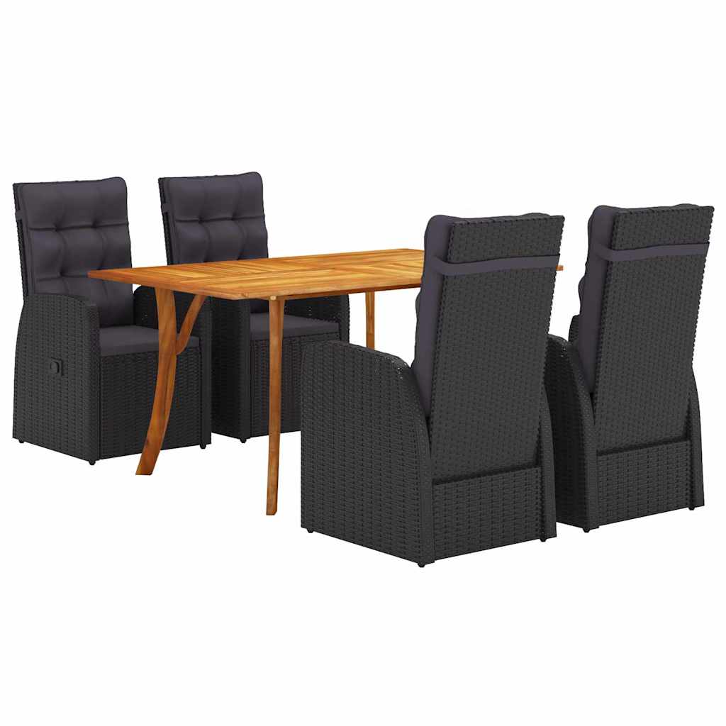 Garden Dining Set 5 pcs Black Poly Rattan