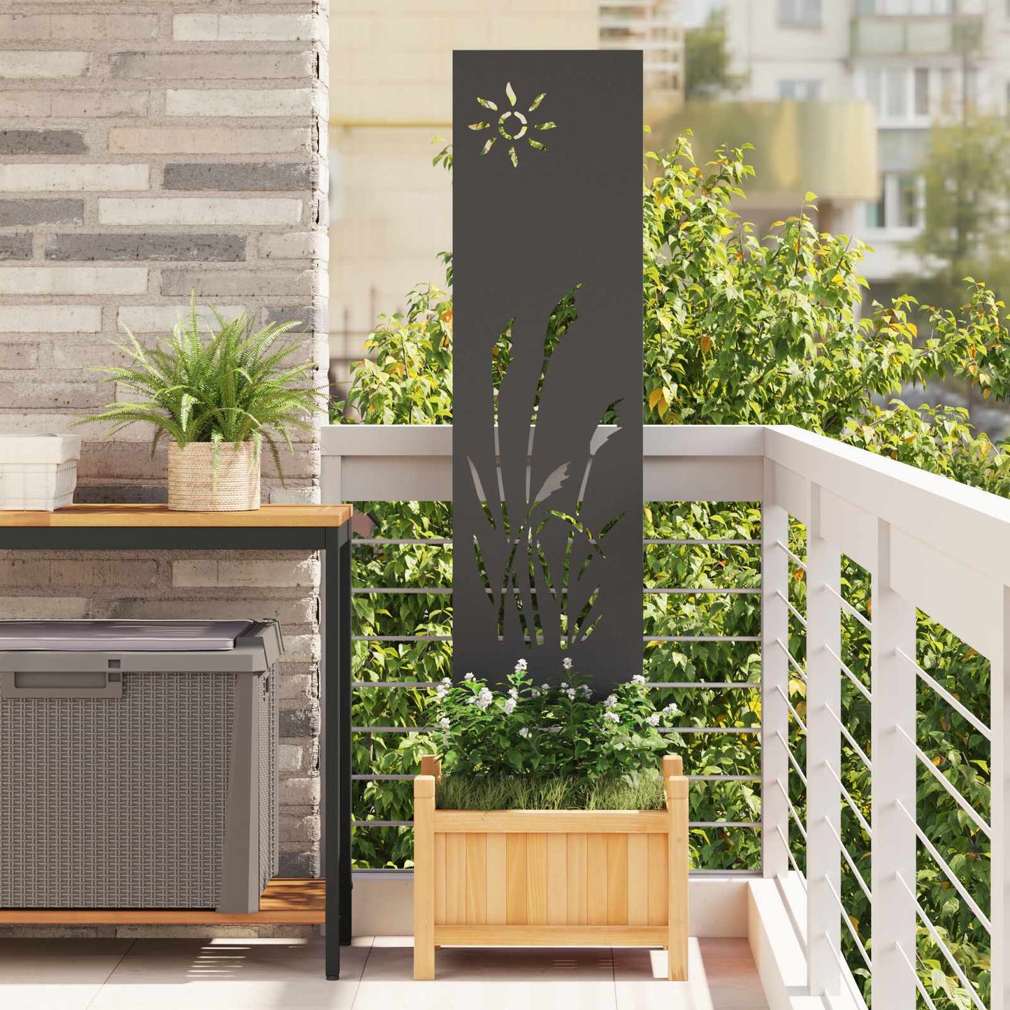 Garden Privacy Screen Black 32 x 140 cm Cold-rolled steel