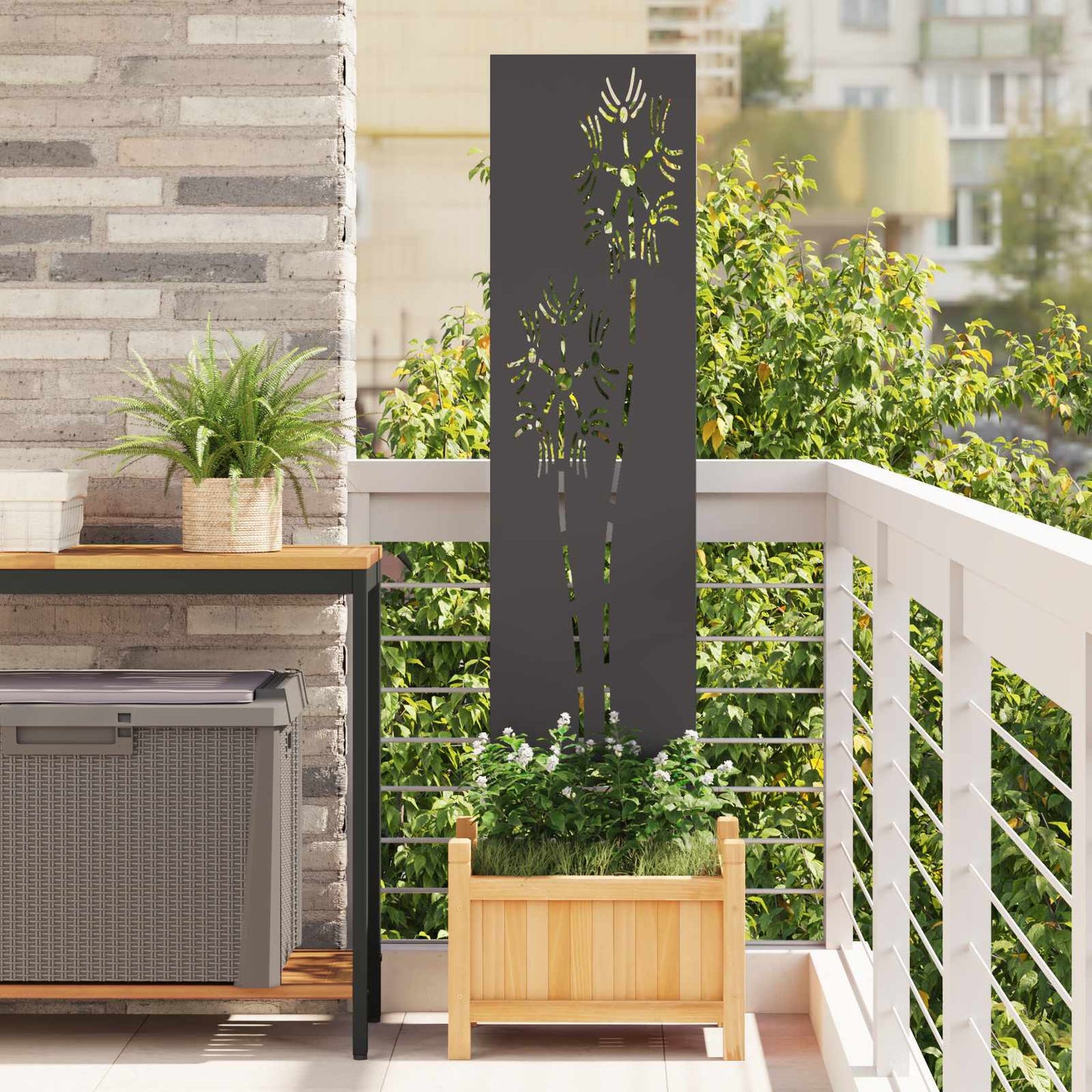 Garden Privacy Screen Black 32 x 140 cm Cold-rolled steel