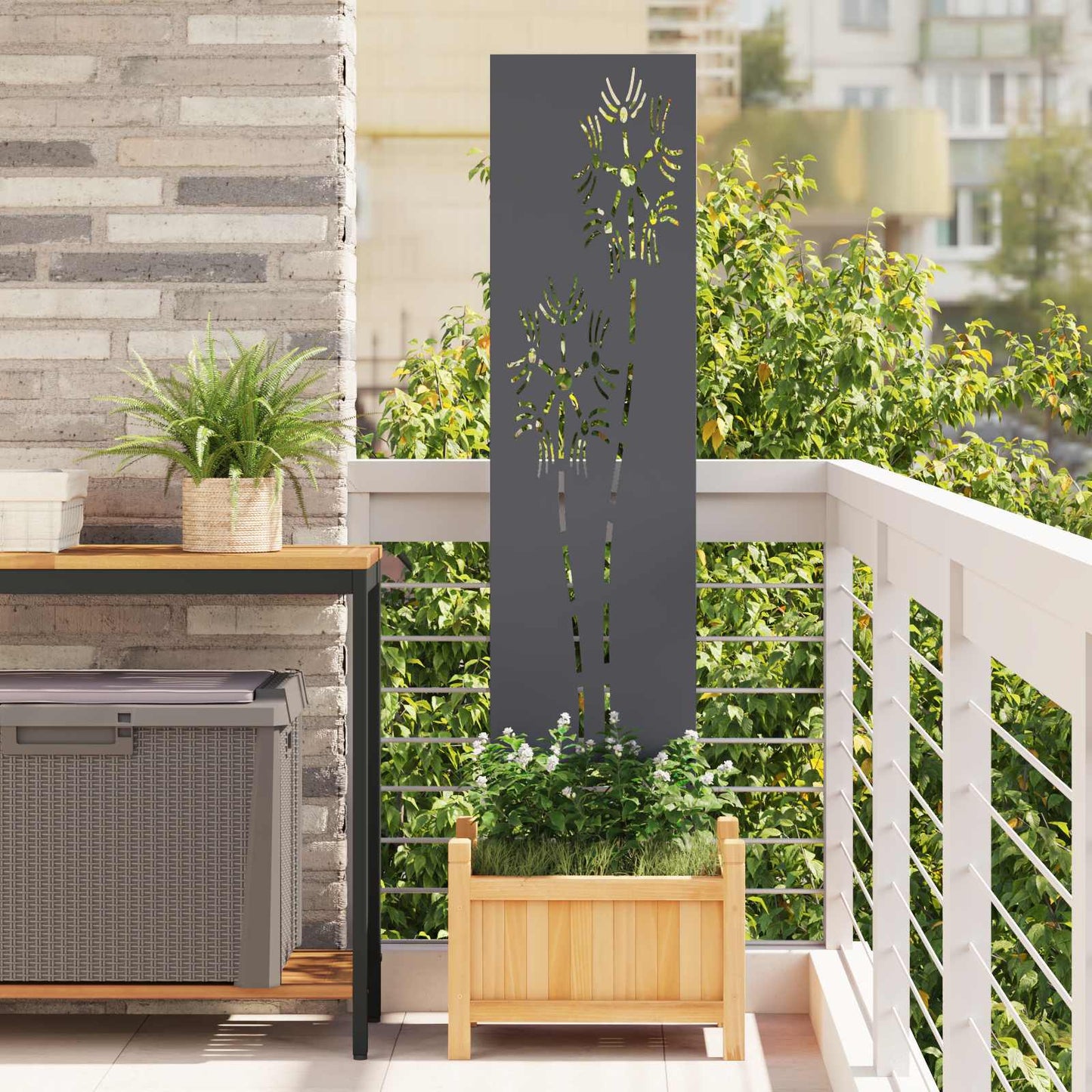 Garden Privacy Screen Anthracite 32 x 140 cm Cold-rolled steel