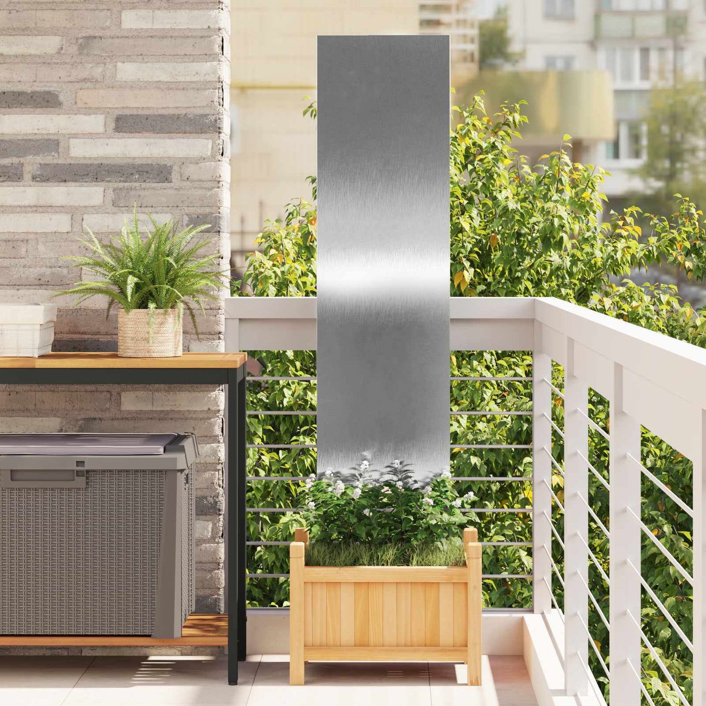 Garden Privacy Screen Silver 32 x 140 cm Stainless steel