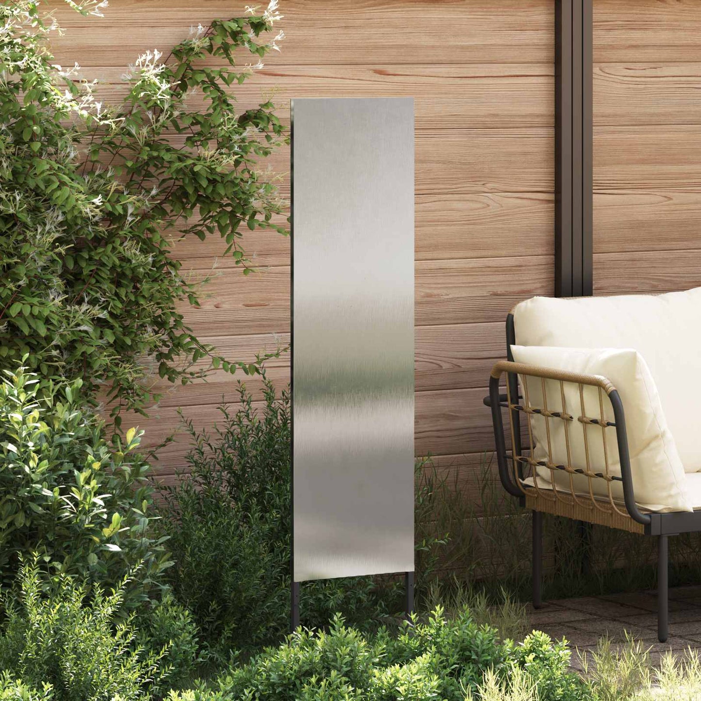 Garden Privacy Screen Silver 32 x 140 cm Stainless steel