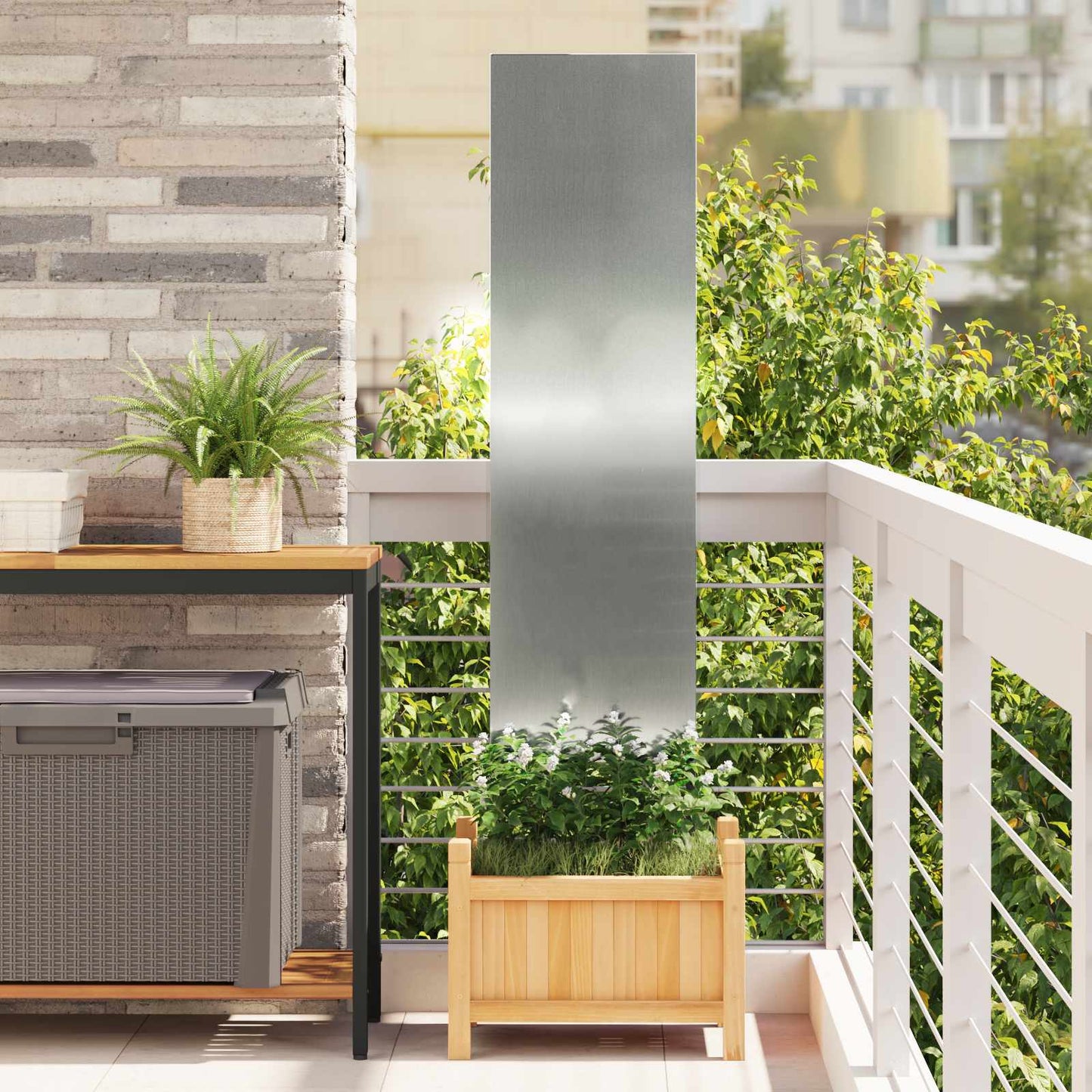 Garden Privacy Screen Silver 32 x 140 cm Galvanised steel