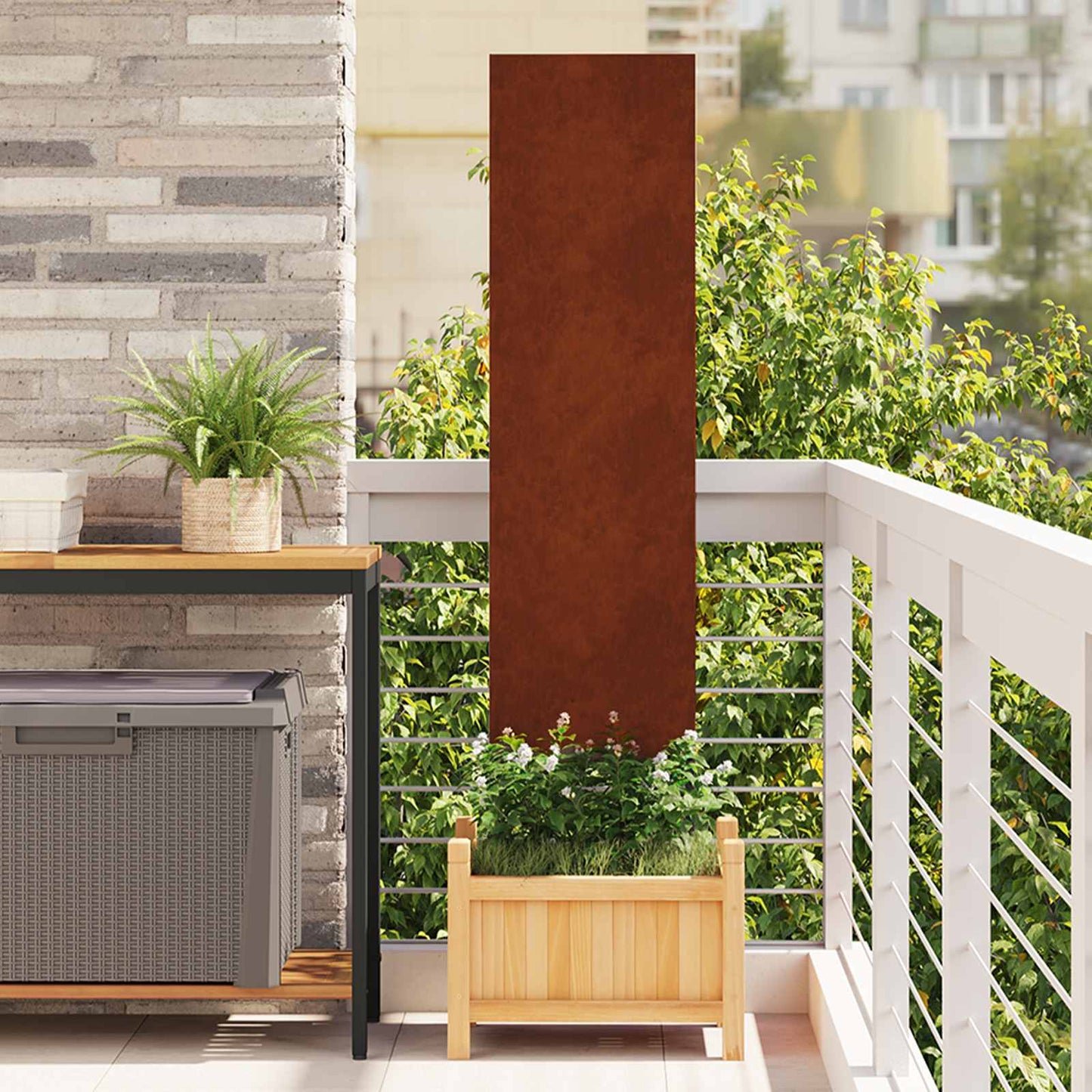 Garden Privacy Screen Rusty 32 x 140 cm Weathering steel
