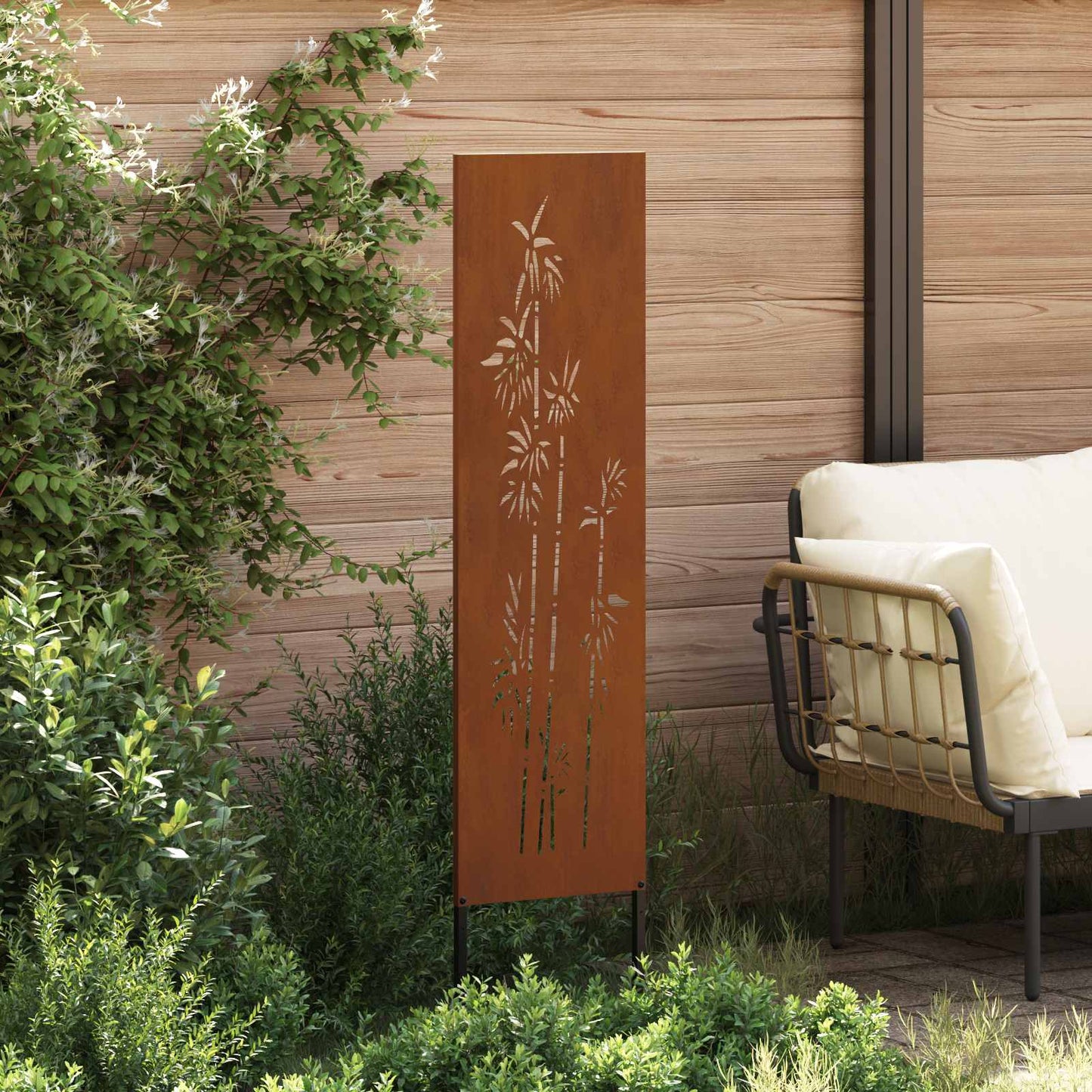 Garden Privacy Screen Floral Rusty 32 x 140 cm Weathering Steel