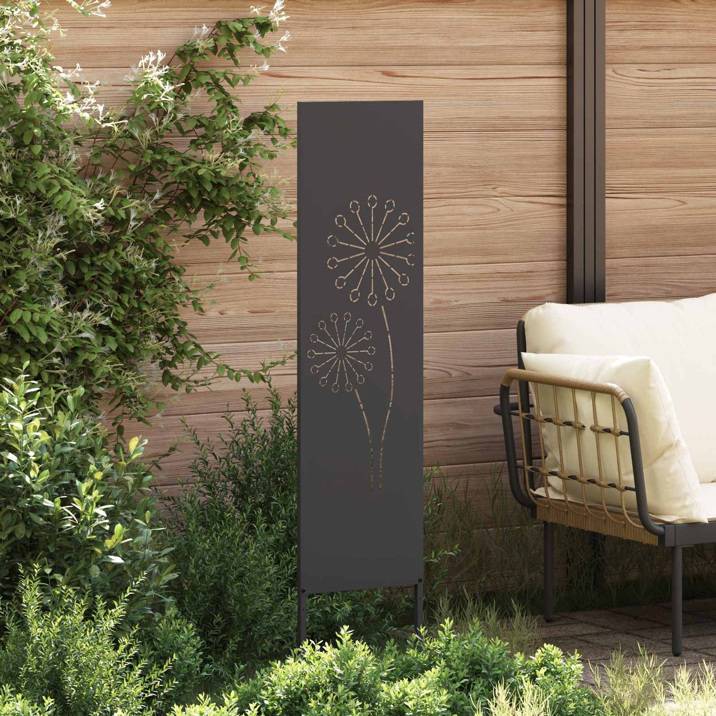 Garden Privacy Screen Black 32 x 140 cm Cold-rolled steel
