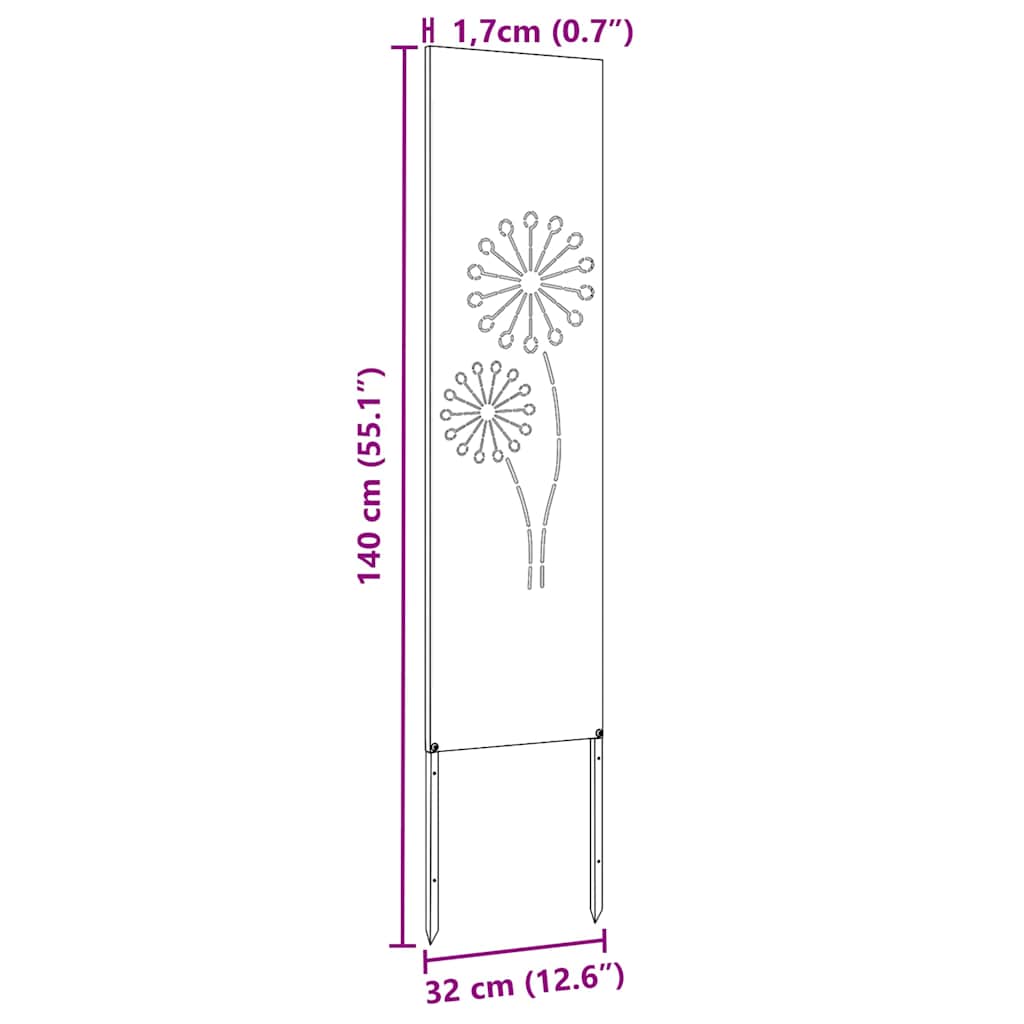 Garden Privacy Screen White 32 x 140 cm Cold-rolled steel