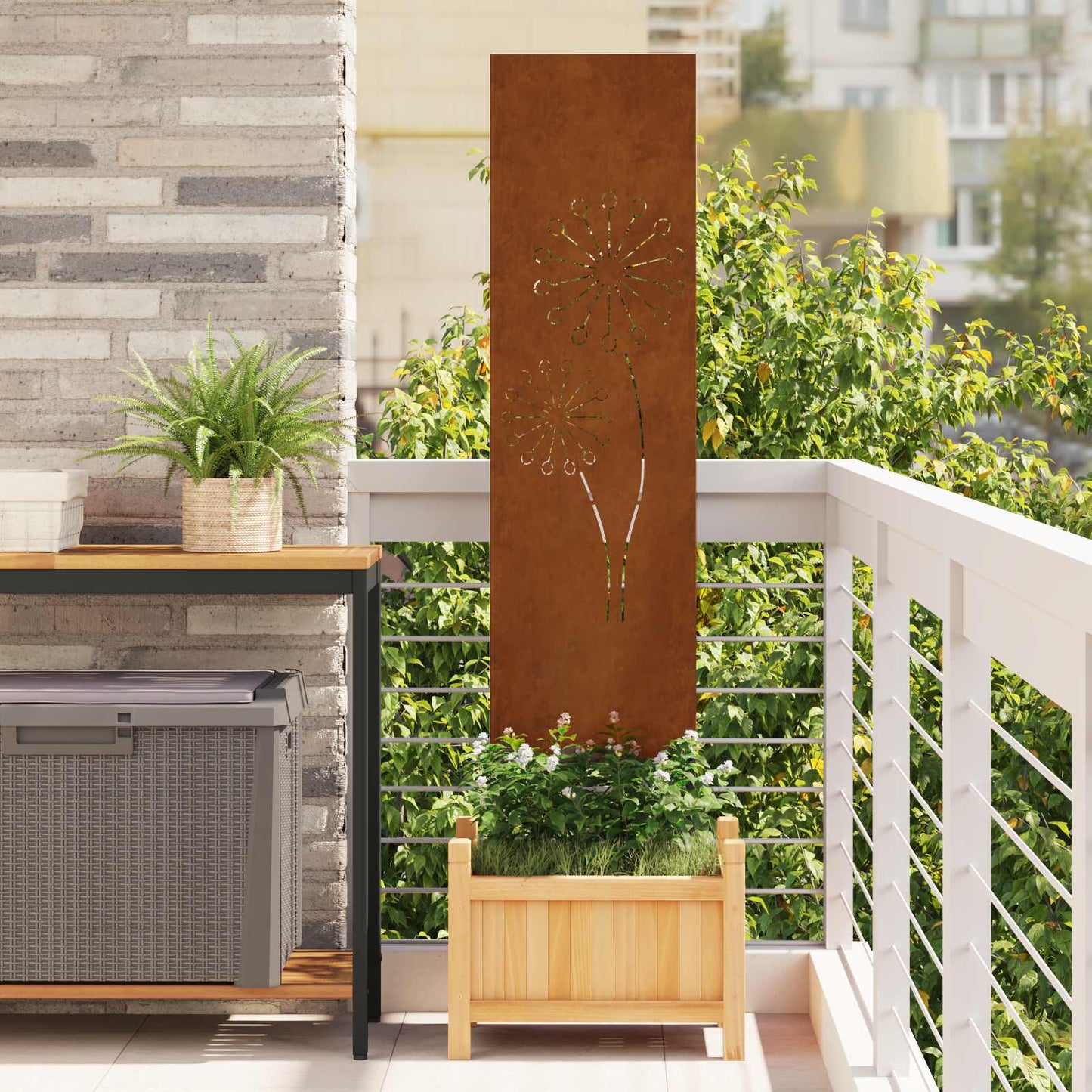 Garden Privacy Screen Rusty 32 x 140 cm Weathering Steel