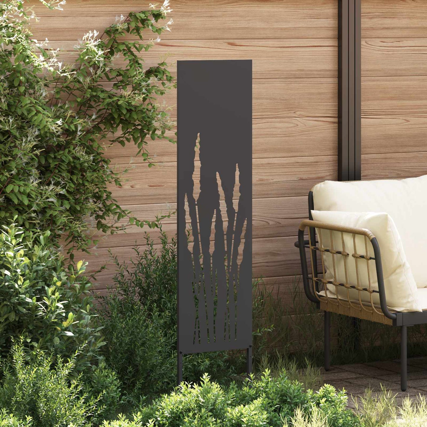Garden Privacy Screen Black 32 x 140 cm Cold-rolled steel