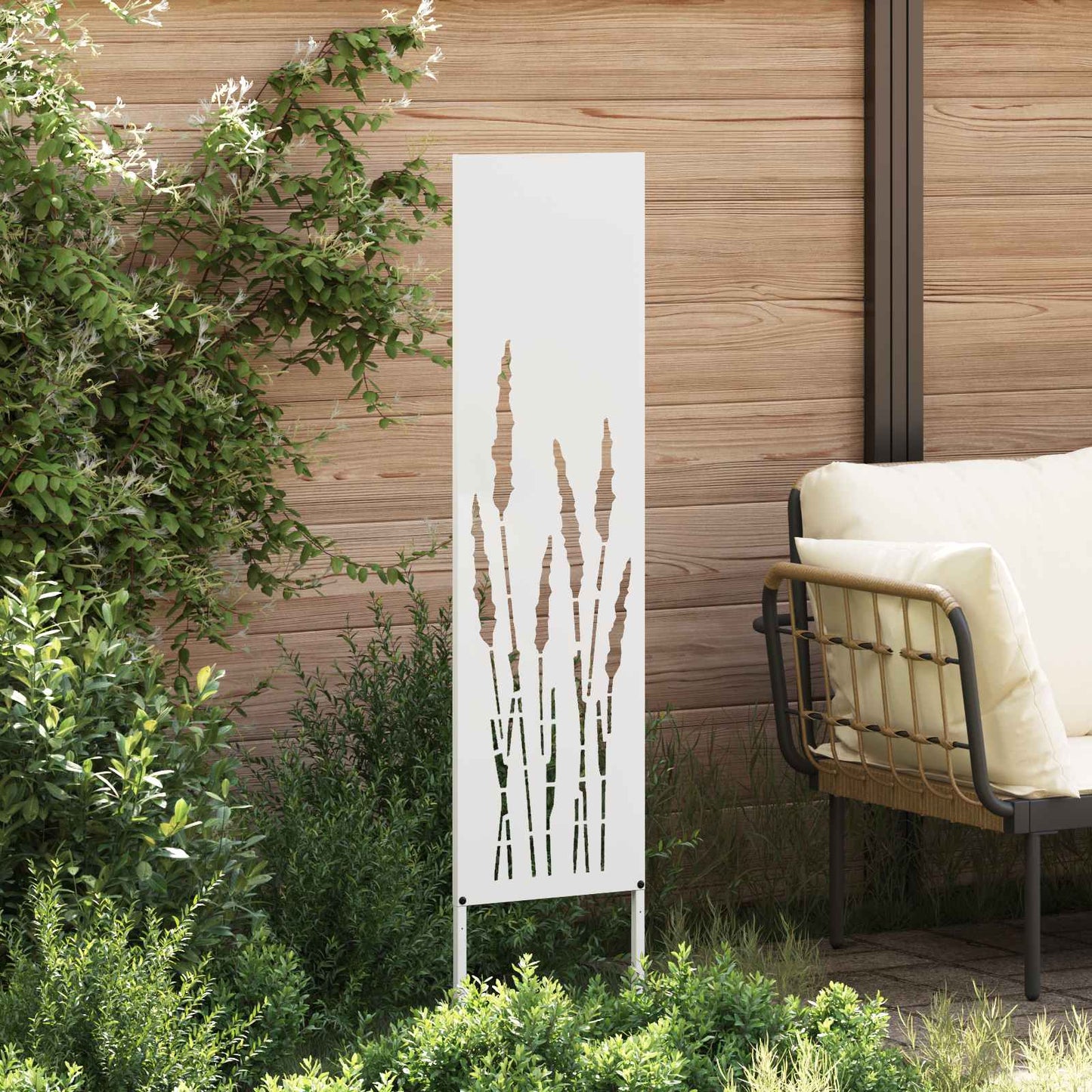 Garden Privacy Screen White 32 x 140 cm Cold-rolled steel
