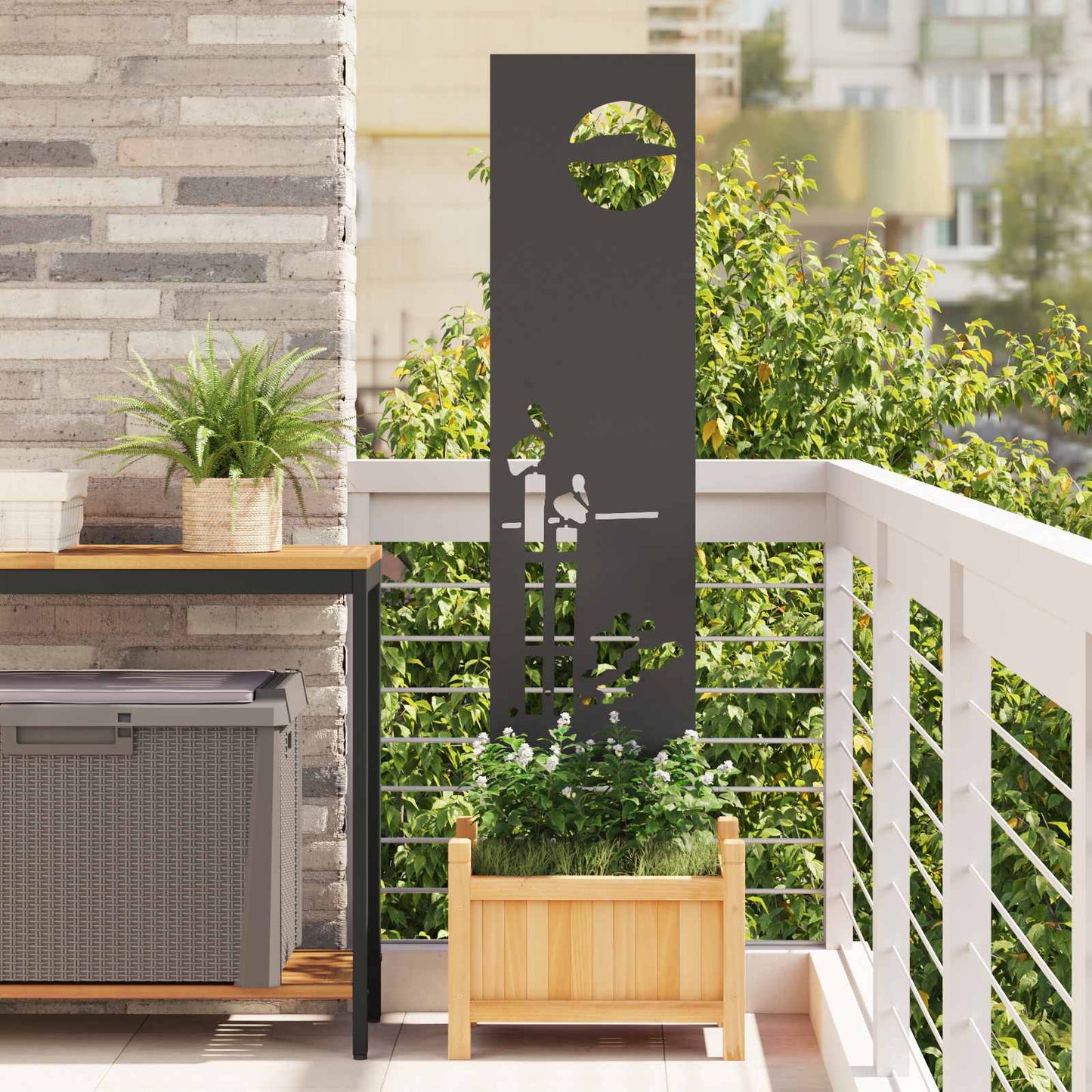 Garden Privacy Screen Black 32 x 140 cm Cold-rolled steel