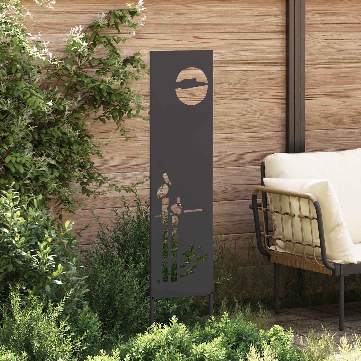 Garden Privacy Screen Black 32 x 140 cm Cold-rolled steel
