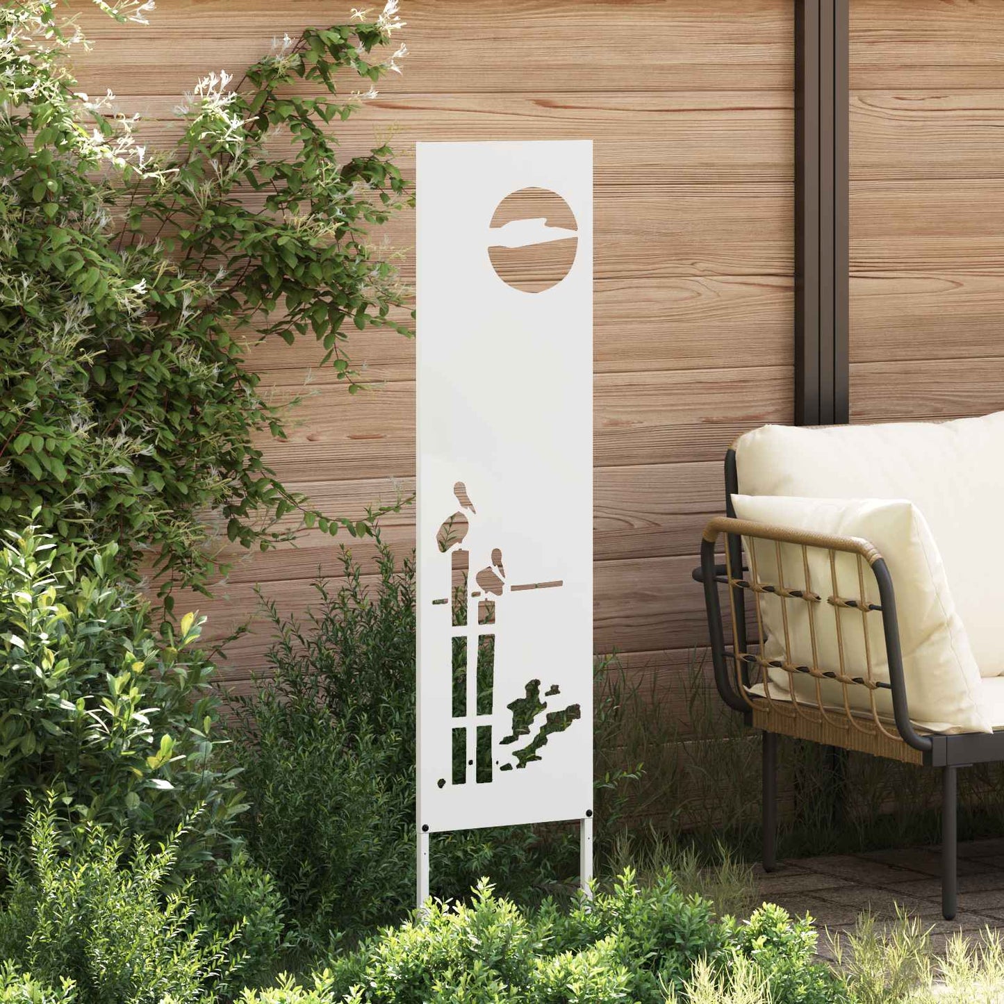 Garden Privacy Screen White 32 x 140 cm Cold-rolled steel