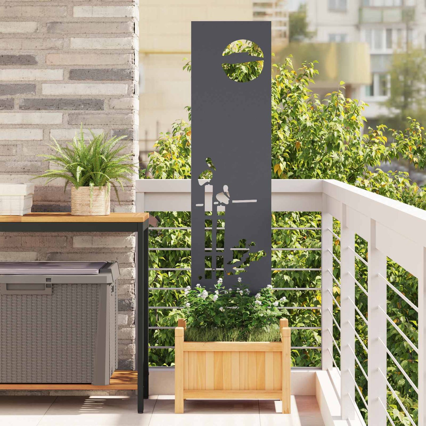 Garden Privacy Screen Anthracite 32 x 140 cm Cold-rolled steel
