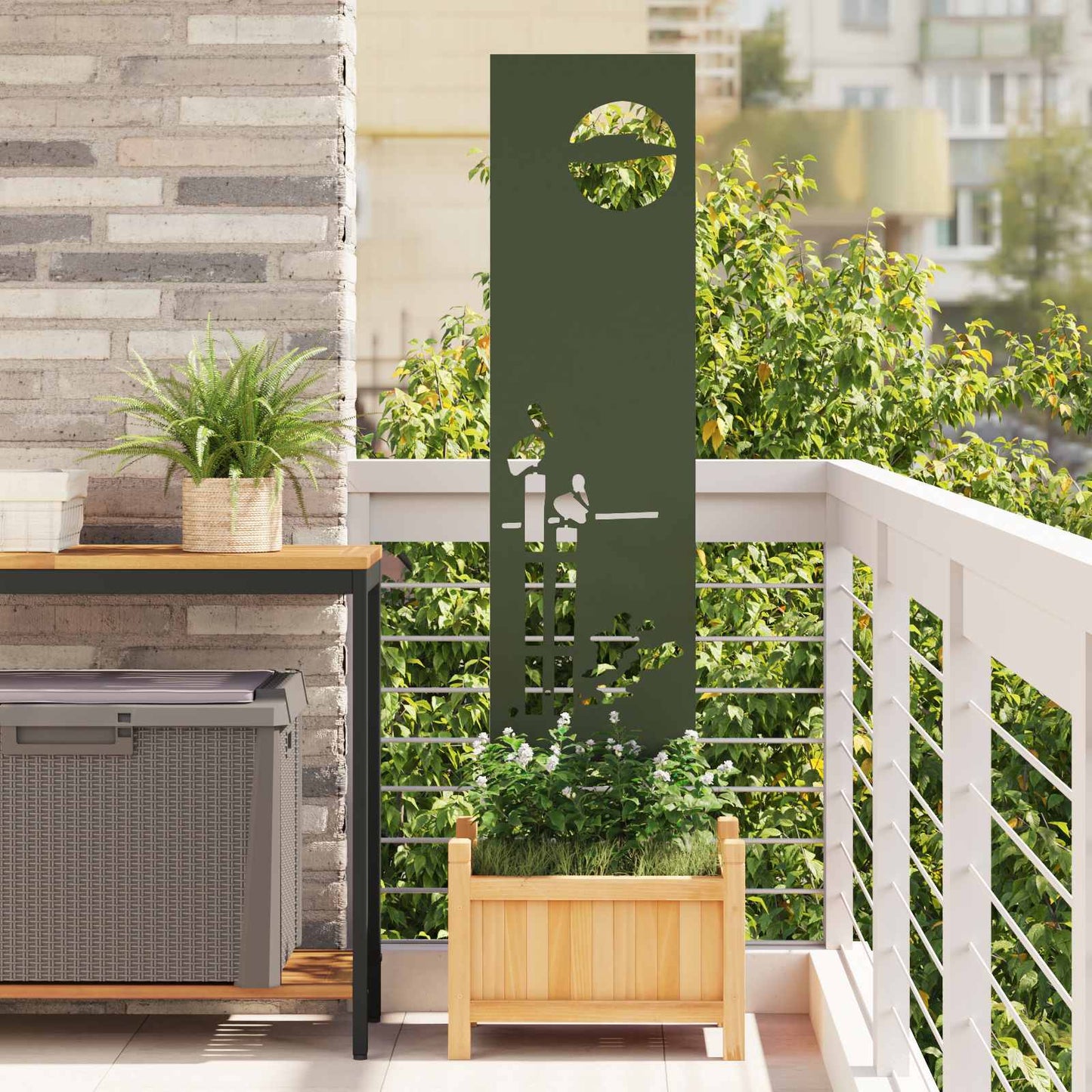 Garden Privacy Screen Olive green 32 x 140 cm Cold-rolled steel