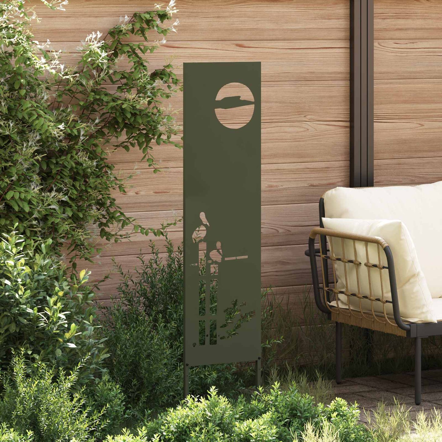Garden Privacy Screen Olive green 32 x 140 cm Cold-rolled steel