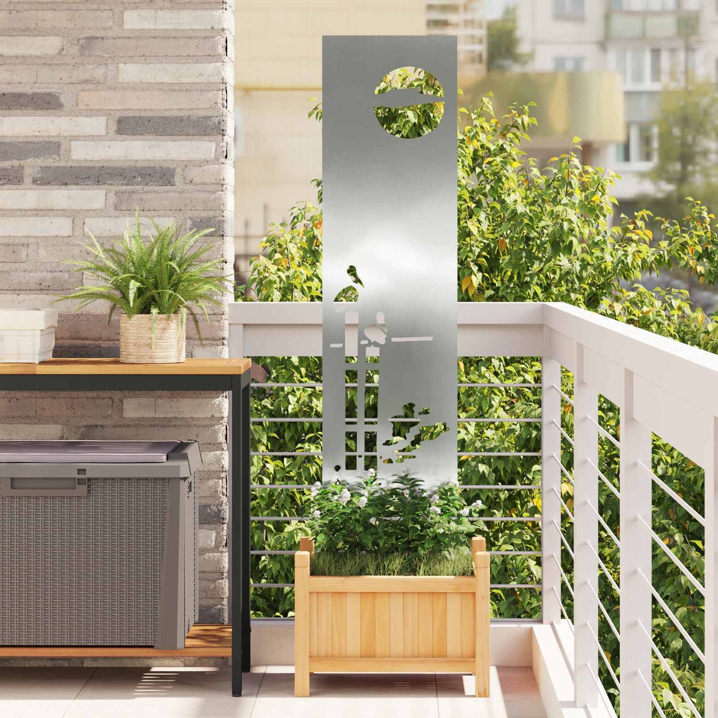 Garden Privacy Screen Silver 32 x 140 cm Galvanised steel