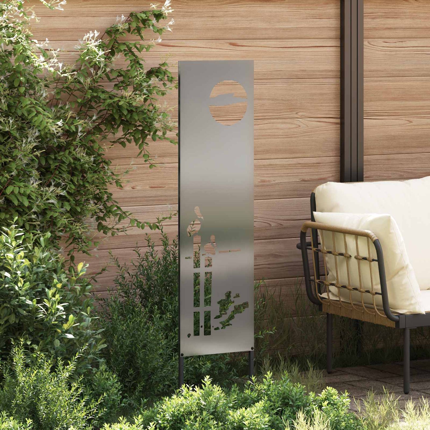 Garden Privacy Screen Silver 32 x 140 cm Galvanised steel