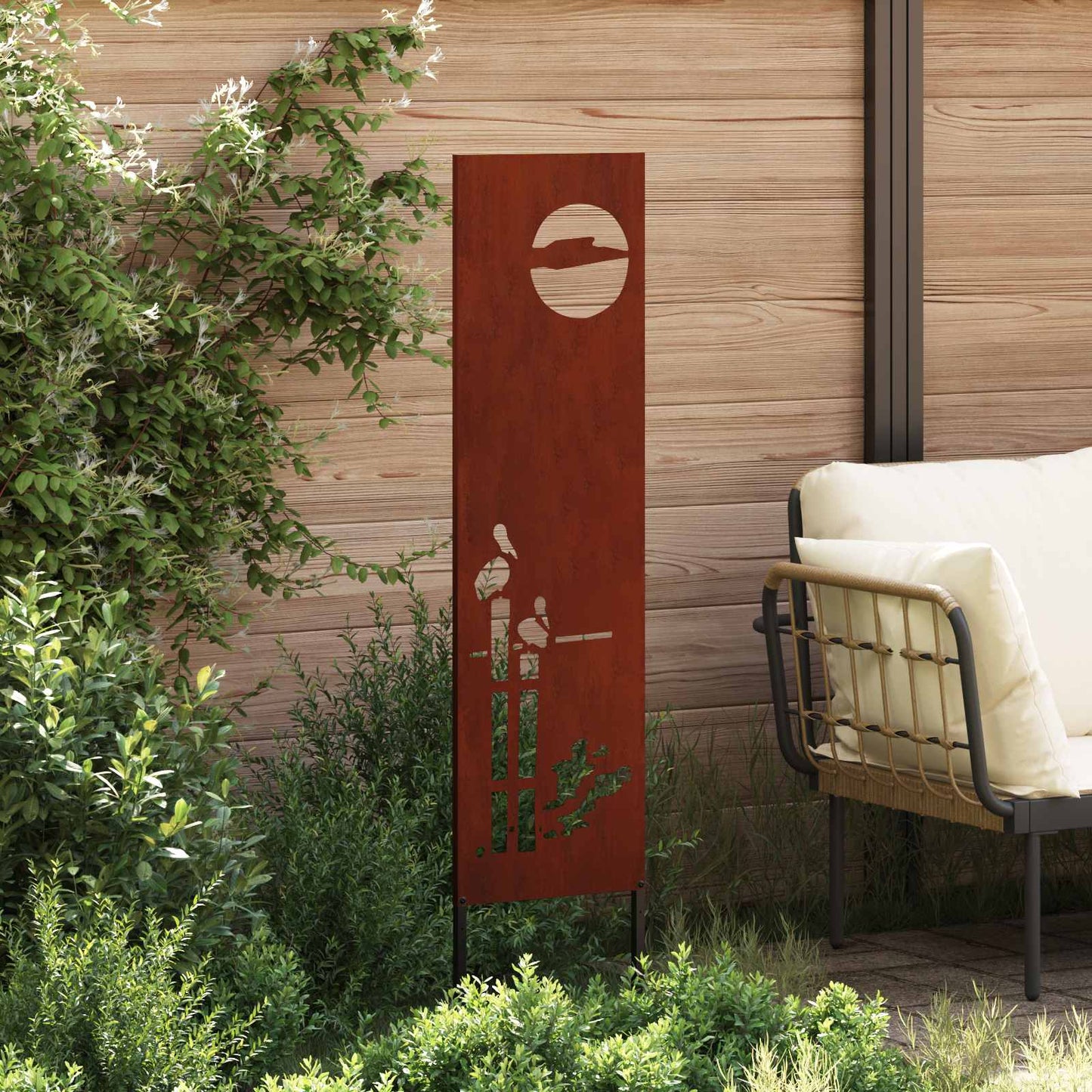 Garden Privacy Screen Rusty 32 x 140 cm Weathering Steel