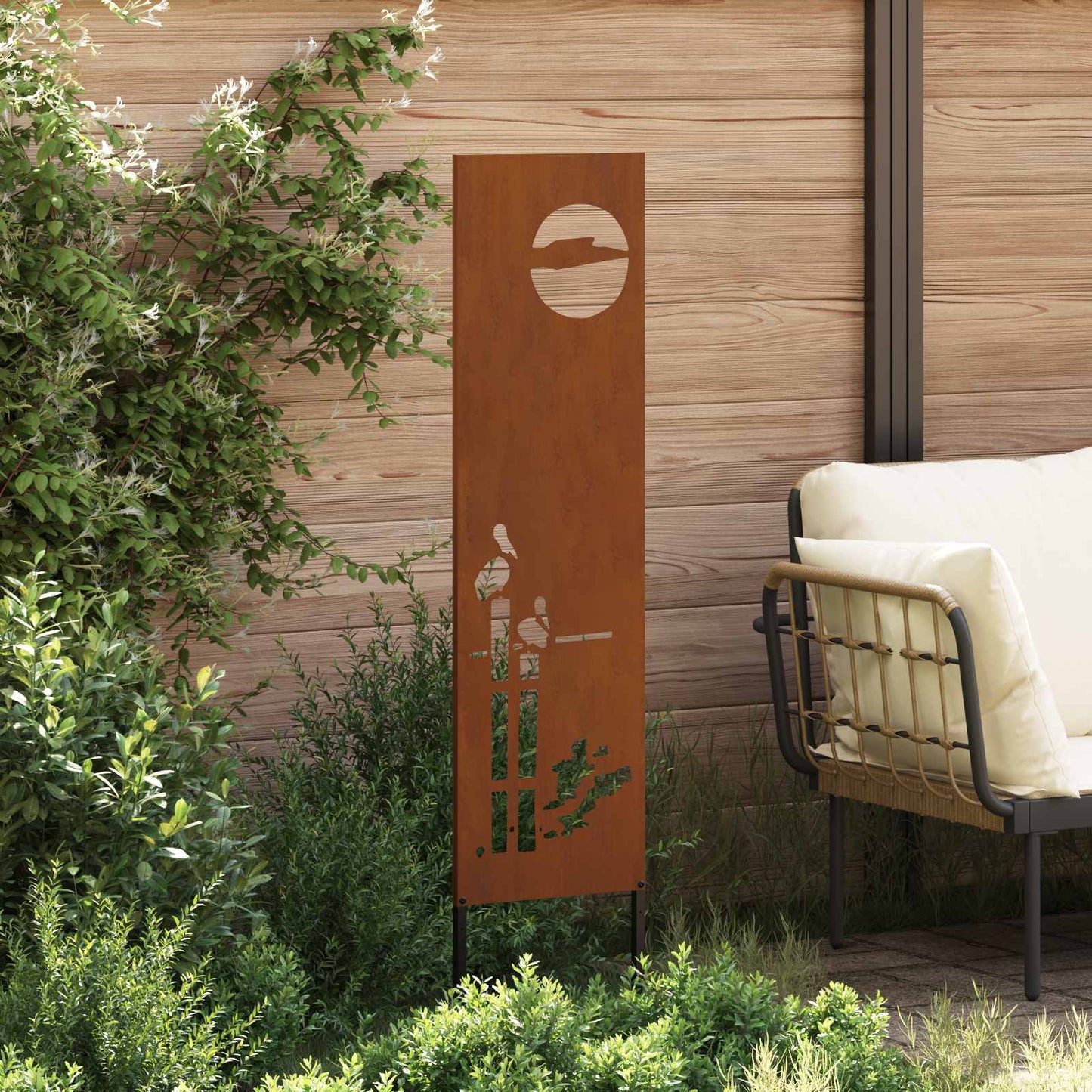 Garden Privacy Screen Rusty 32 x 140 cm Weathering Steel