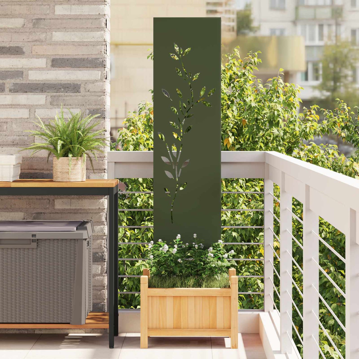 Garden Privacy Screen Olive green 32 x 140 cm Cold-rolled steel